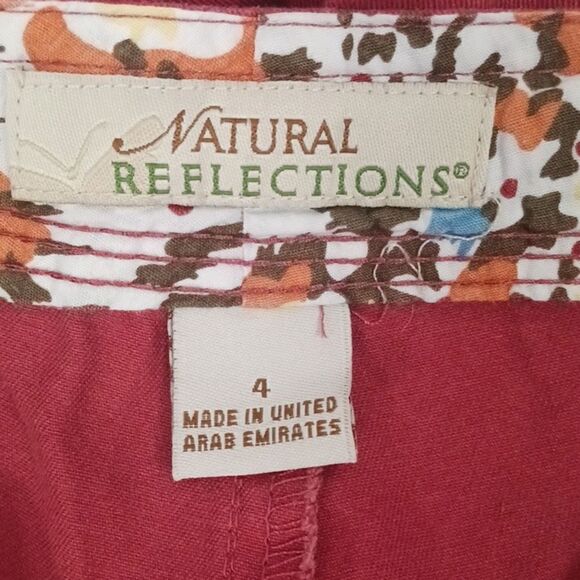 Natural Reflections coral shorts reversible floral hemline and drawstring waist - Picture 7 of 8